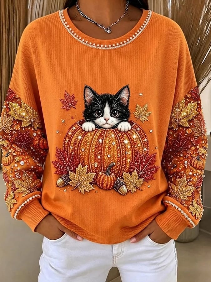 Women's Casual Printed Pullover Sweatshirt