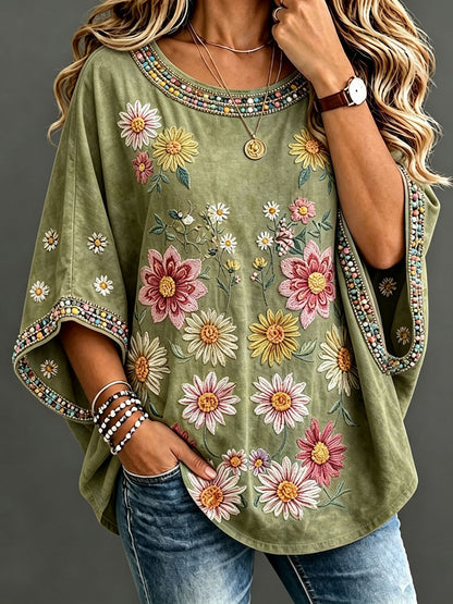 Women'S Retro Floral Casual Top