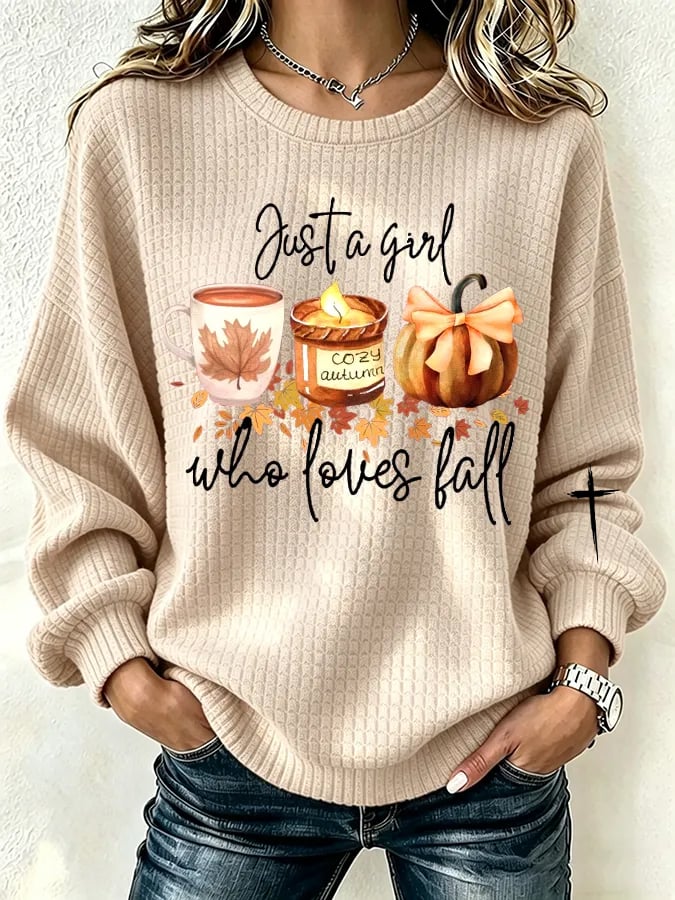 Women's Retro Just A Girl Who Loves Fall  Print Hoodie