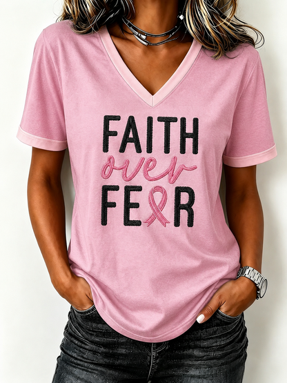 Women'S V-Neck Breast Cancer Awareness T-Shirt