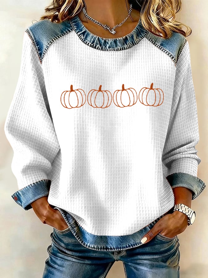 Women's Vintage Pumpkin Print Sweatshirt