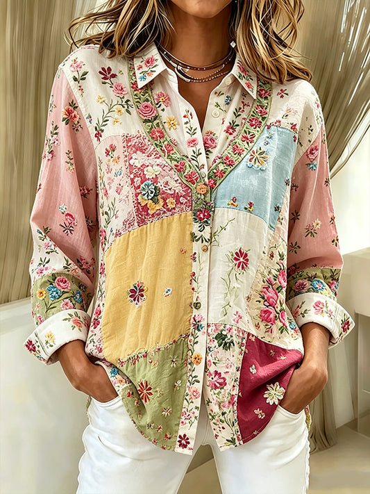 Women'S Casual Floral Art Printed Shirt