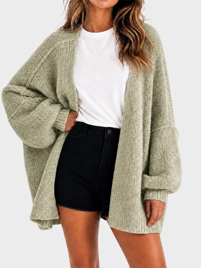 Women's Casual Solid-Color Loose-Fit Knit Cardigan