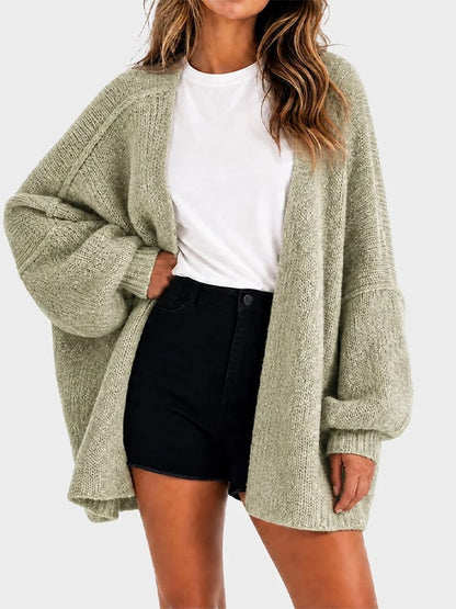 Women's Casual Solid-Color Loose-Fit Knit Cardigan