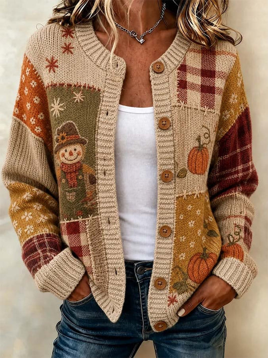 Women'S Casual Maple Leaf Knit Cardigan