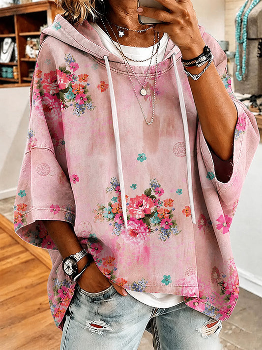 Women'S Beautiful Flower Leisure Hoodie