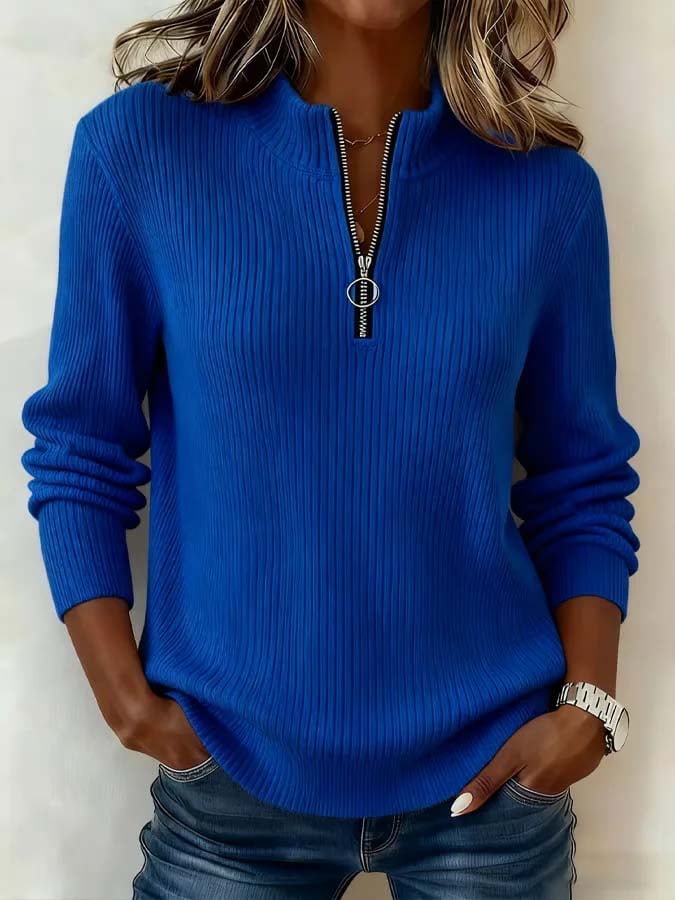 Women'S Casual Ribbed Solid Color Top