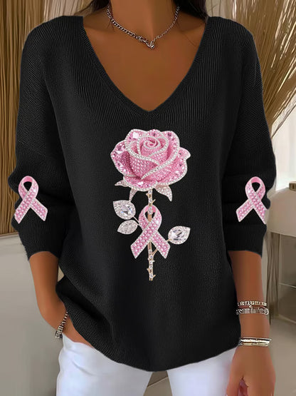 Women's Floral Print V Neck Top