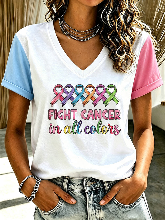 Women'S Breast Cancer Awareness Print Short-Sleeve T-Shirt