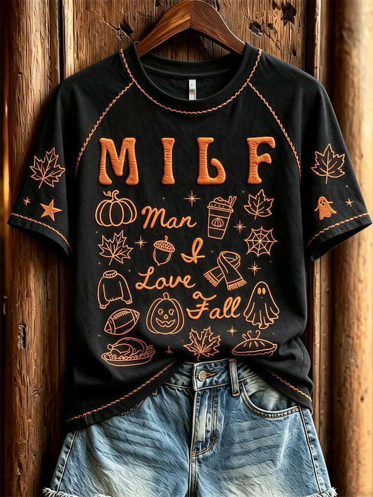 Women's Fall Funny Casual Graphic Print T-Shirt