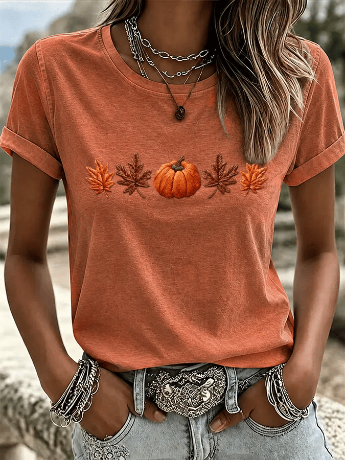 Women'S Casual Pumpkin Print Autumn Top