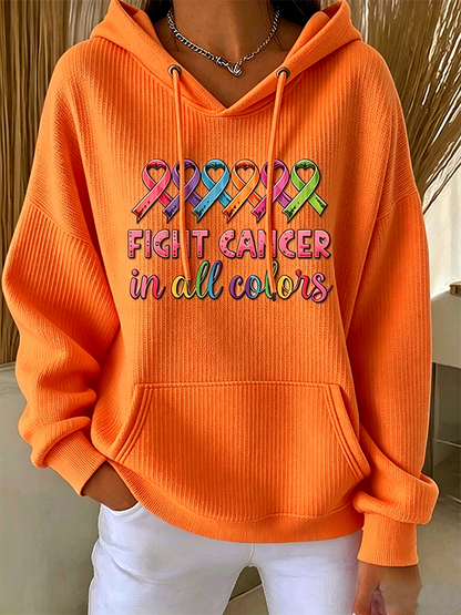 Women'S Cancer Promotion Month Print Hooded Sweatshirt