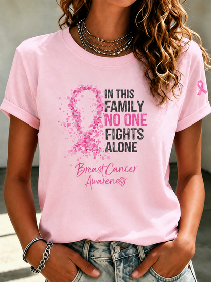 Women'S Pink Art Printed Casual T-Shirt
