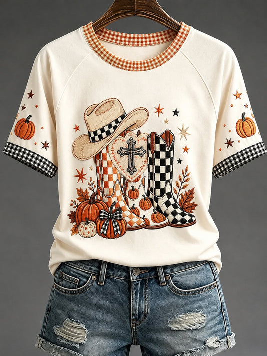 Women's Fall Casual Faith Graphic Print T-Shirt