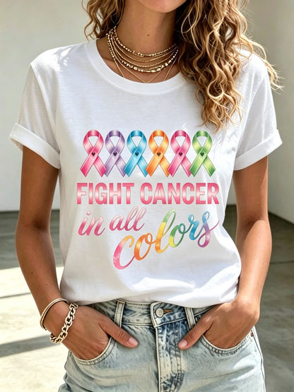 Women's Cancer Awareness Printing Short Sleeved T-Shirt