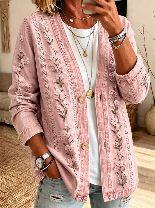 Women'S Casual Pink gradient Cardigan Top