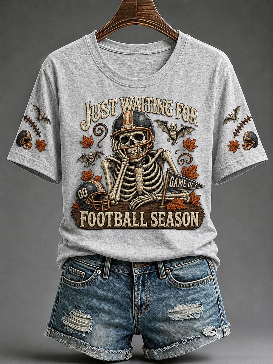 Women's Cute Football Ghost Print T-Shirt