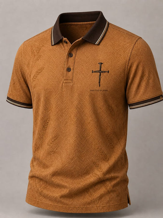 Men's Vintage Autumn "Faith" Print Polo Shirt