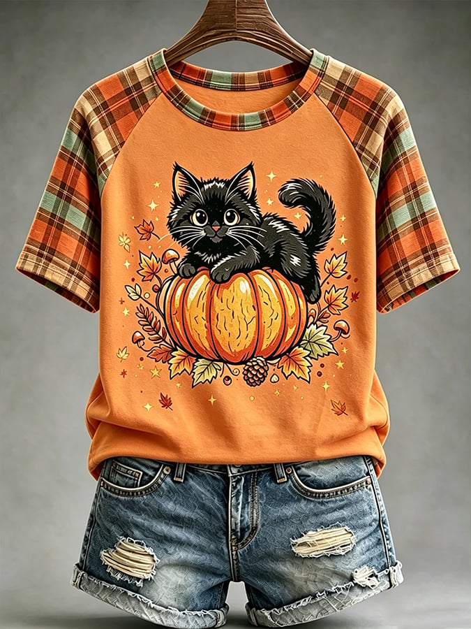 Women's Autumn Pumpkin Print T-Shirt