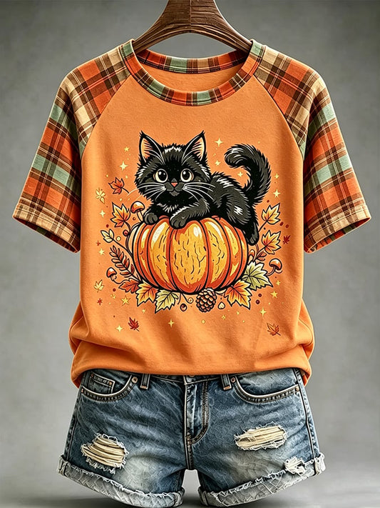 Women's Autumn Pumpkin Print T-Shirt