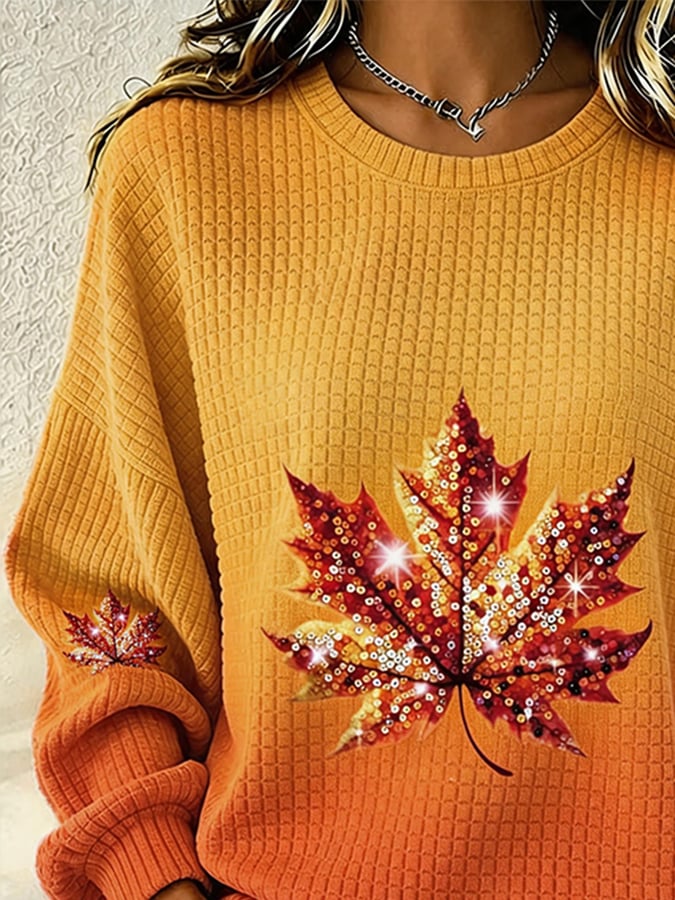 Women's Casual Autumn Printed Pullover Sweatshirt