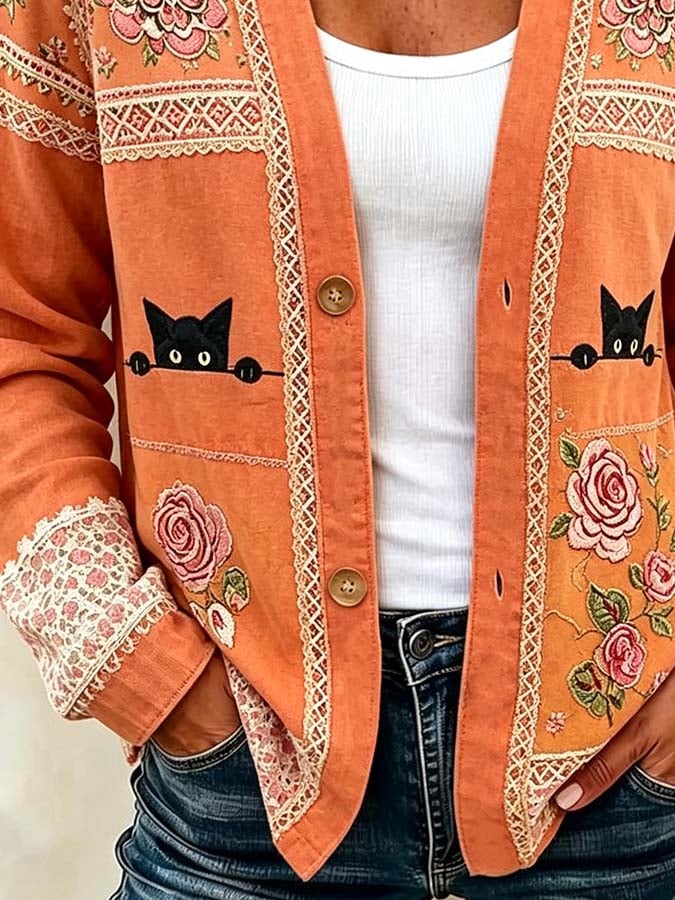 Women'S Casual Printed Cardigan