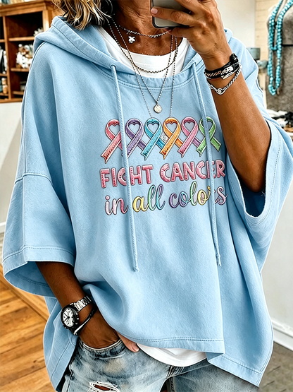 Women's All Cancer Promotion Month Multi Color Print Hoodie