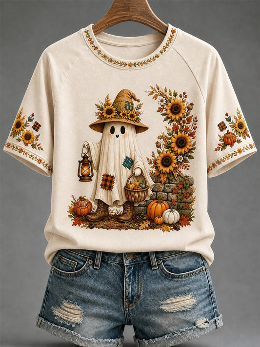 Women Fall Funny Casual Print T-Shirt