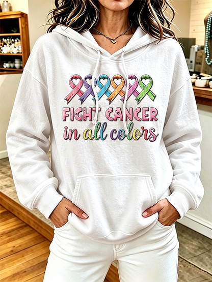 Women'S Cancer Awareness Month Casual Hooded Sweatshirt