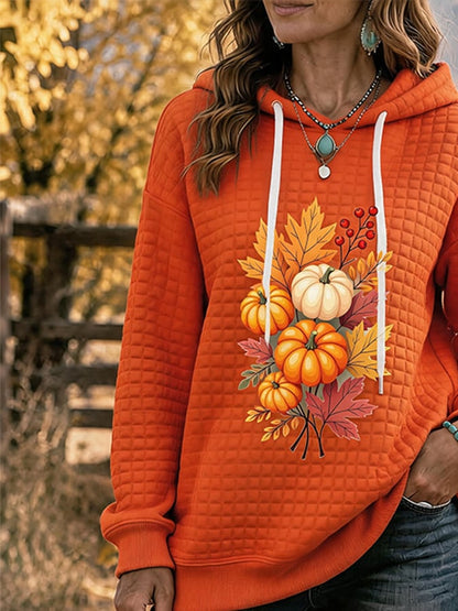 Women's Casual Autumn Printed Hooded Sweatshirt