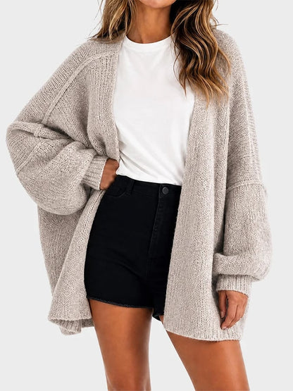 Women's Casual Solid-Color Loose-Fit Knit Cardigan