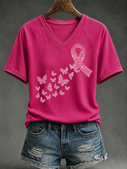 Women'S Breast Cancer Promotion Printed Casual T-Shirt