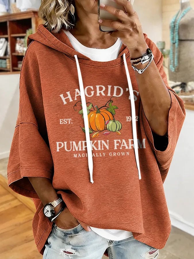 Women's Vintage Pumpkin Print Hoodie