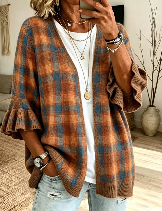 Women's Fall Patchwork Pumpkin Print Cardigan