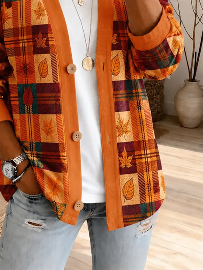 Women's Vintage Autumn Plaid Cardigan