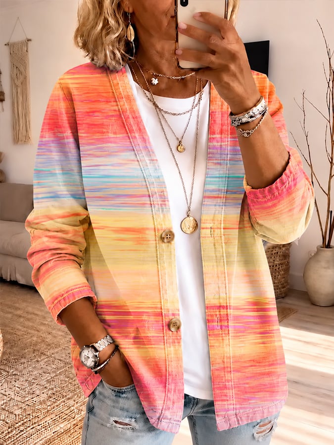 Women's Ombré Print Cardigan for Autumn
