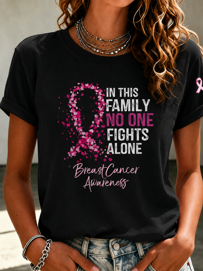 Women'S Pink Art Printed Casual T-Shirt