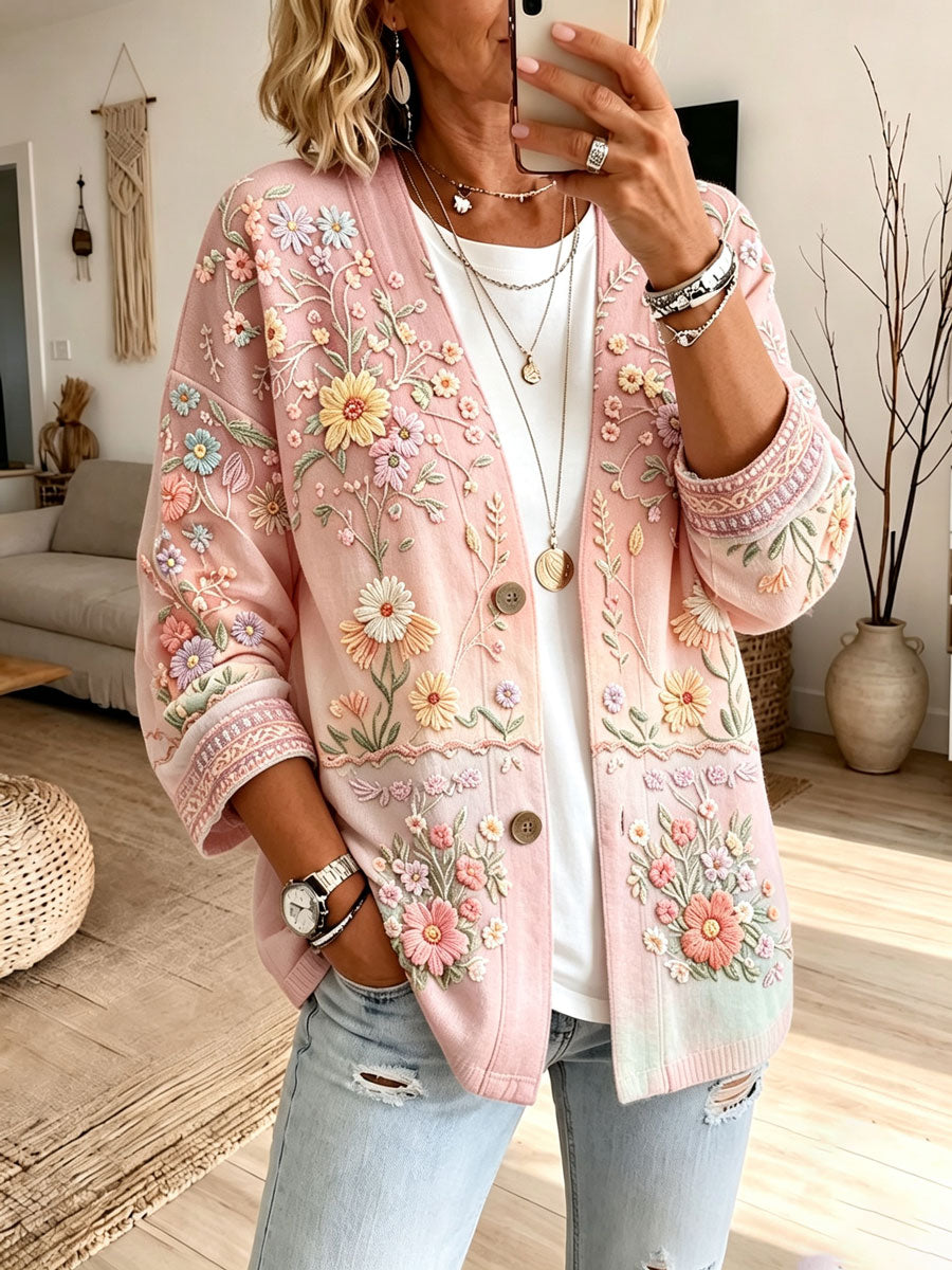 Ladies' hippie floral cardigan