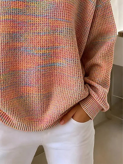 Women's Casual Crew-Neck Printed Waffle-Knit Sweatshirt
