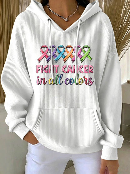 Women'S Cancer Promotion Month Print Hooded Sweatshirt