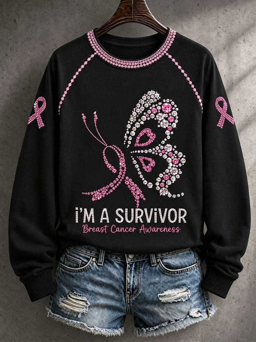 Women'S Breast Cancer V-Neck Off Cushion Hoodie