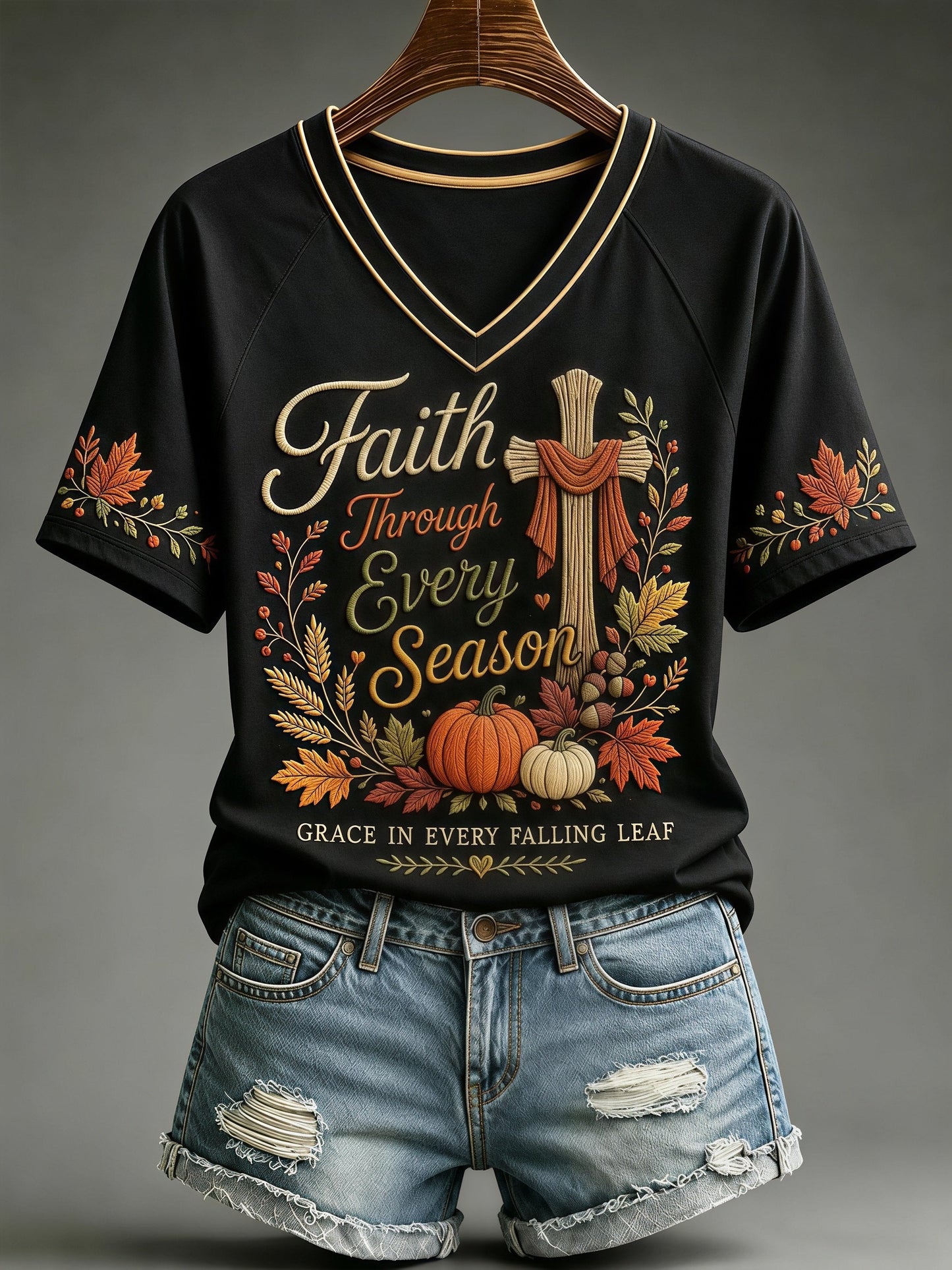 Women's Fall Casual Faith Graphic Print T-Shirt
