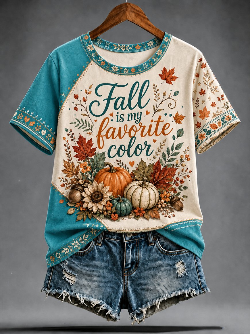 Women's Fall Funny Casual Graphic Print T-Shirt