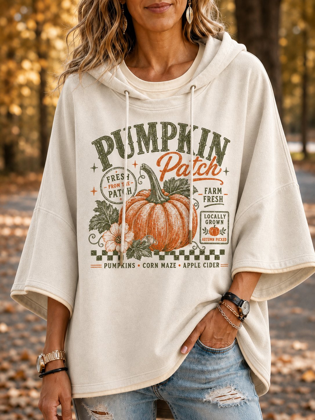Women's Autumn Print Hooded Sweatshirt