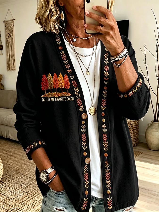 Women's Casual Printed Cardigan