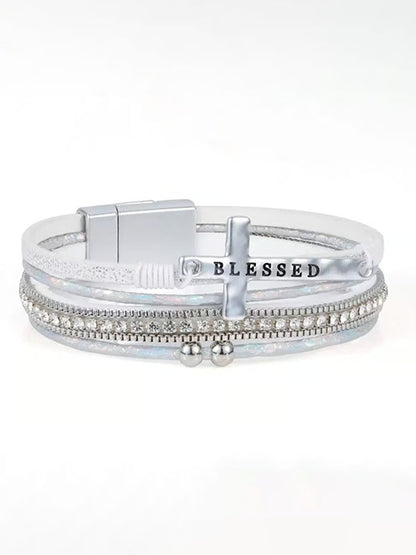 Breast Cancer Prevention And Control Propaganda Belief Cross Multi Layer Bracelet