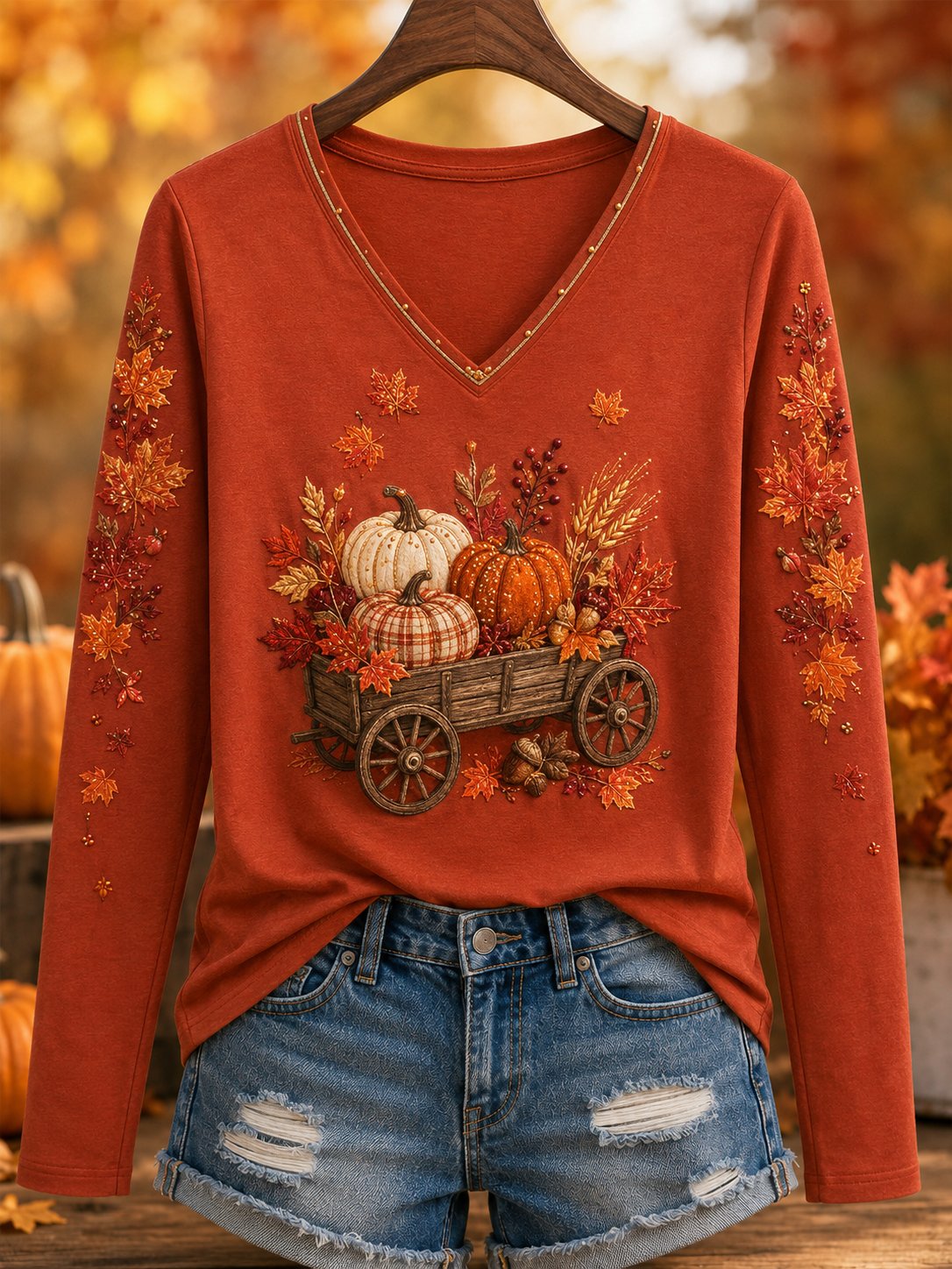 Women's Fall Fun Casual Printed Long Sleeve T-Shirt