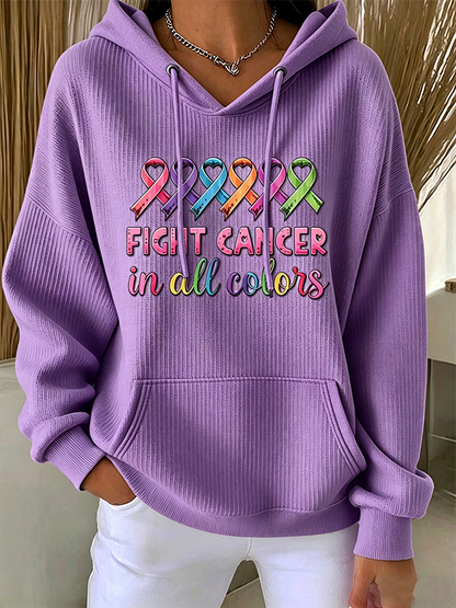 Women'S Cancer Promotion Month Print Hooded Sweatshirt