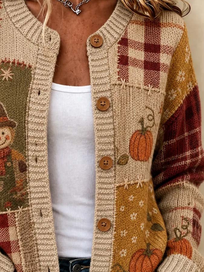 Women'S Casual Maple Leaf Knit Cardigan