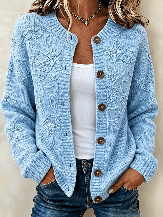 Women'S Casual Maple Leaf Knit Cardigan